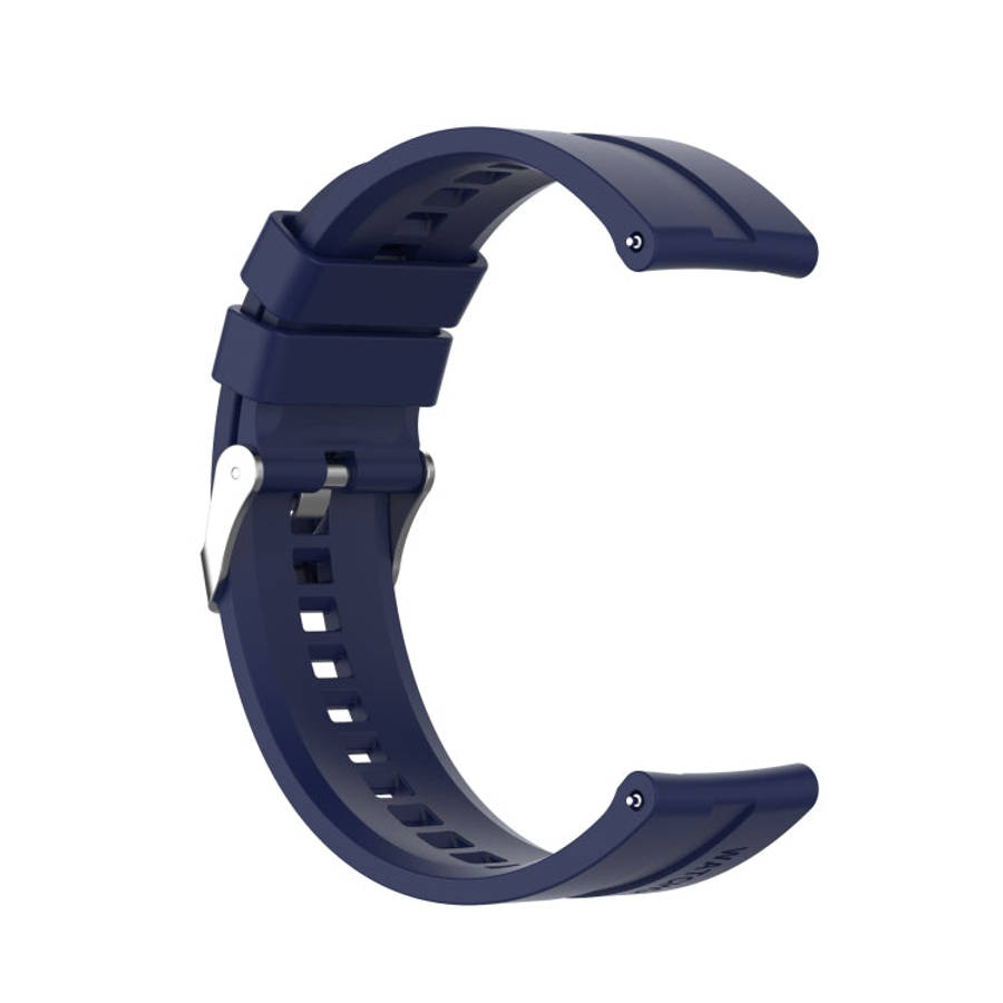 For TicWatch Pro 3 Silicone Watch Band with Silver Steel Buckle(Midnight Blue)