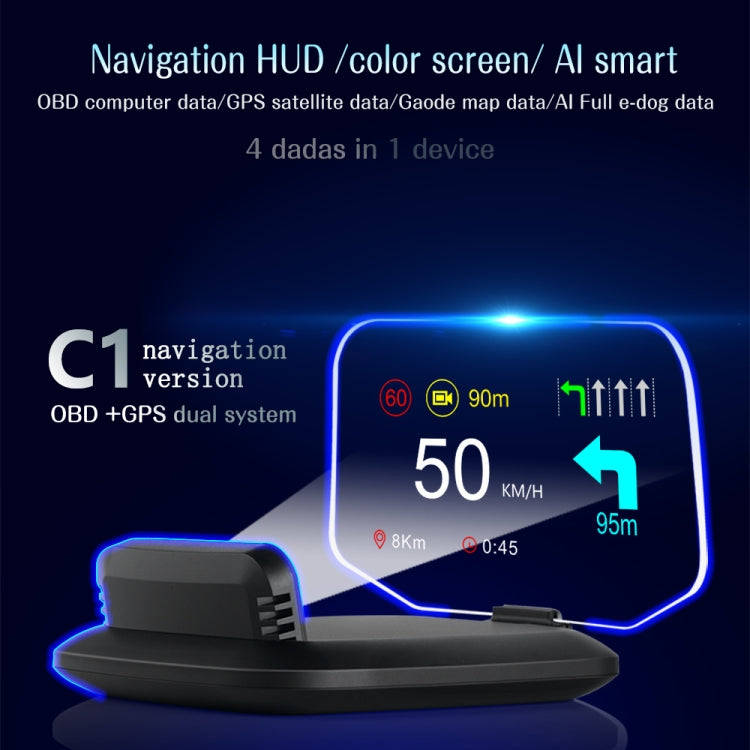 C1 OBD2 + GPS Mode Car HUD Head-up Display Compass / Speed / Water Temperature / Voltage Display ...