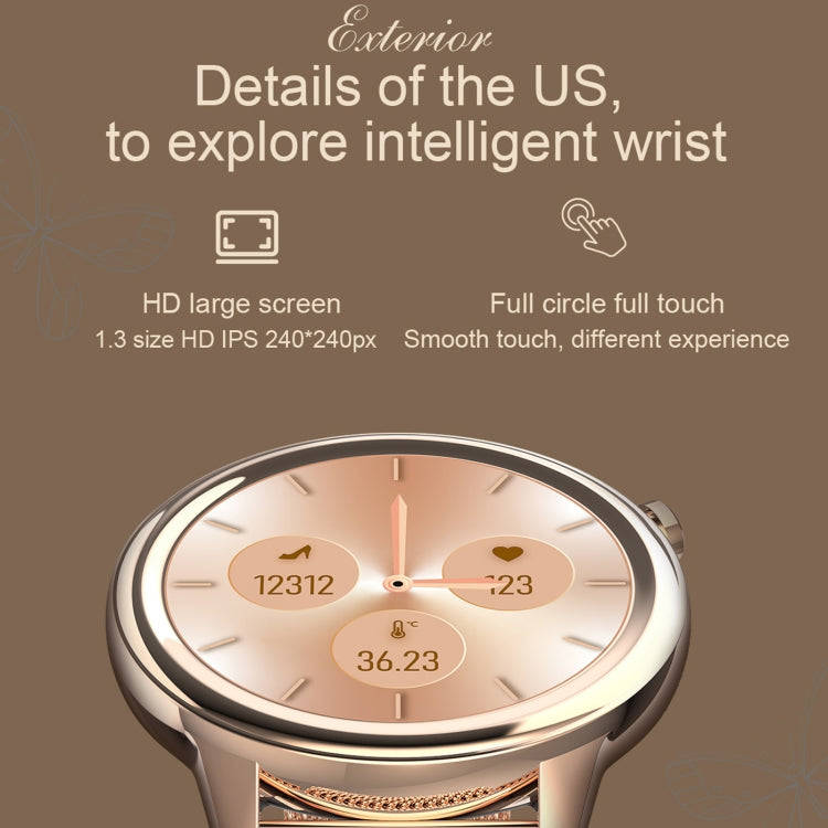 F80 1.3 inch TFT Color Screen IP68 Waterproof Women Smart Watch, Support Body Temperature Monitor...