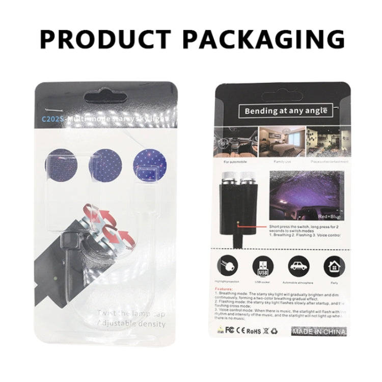 Car Two-color USB Star Dome Light Atmosphere Laser Projection Decorative Light, Constantly Bright...