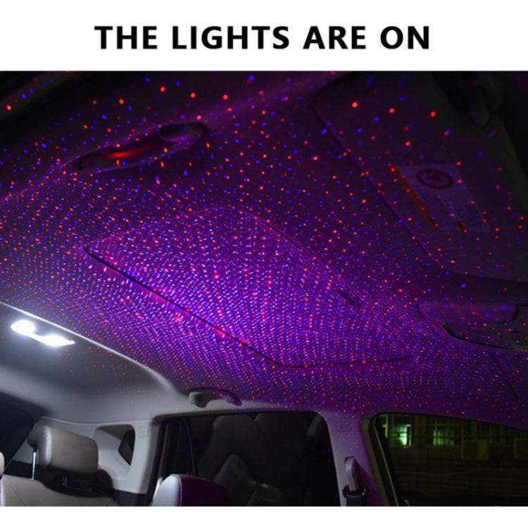 Car Two-color USB Star Dome Light Atmosphere Laser Projection Decorative Light, Constantly Bright...