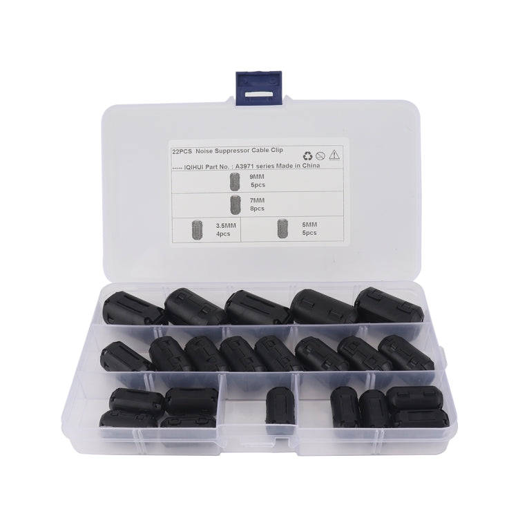 22 PCS / Pack 3.5mm/5mm/7mm/9mm Anti-interference Degaussing Ring Ferrite Ring Cable Clip Core No...