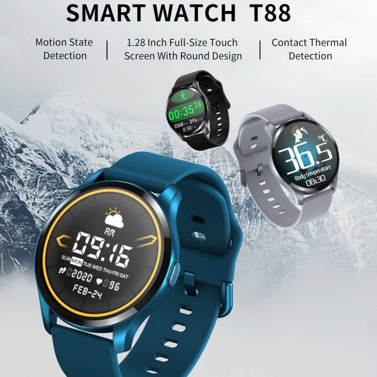 T88 1.28 inch TFT Color Screen IP67 Waterproof Smart Watch, Support Body Temperature Monitoring /...