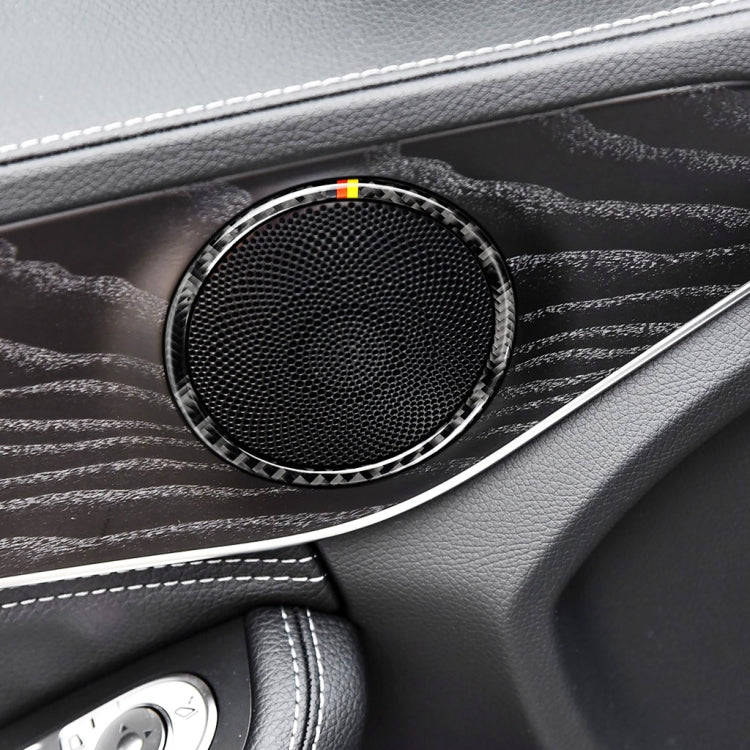 4 PCS Car Carbon Fiber Door Horn Ring Decorative Sticker for Mercedes-Benz C Class W205 C180 C200...