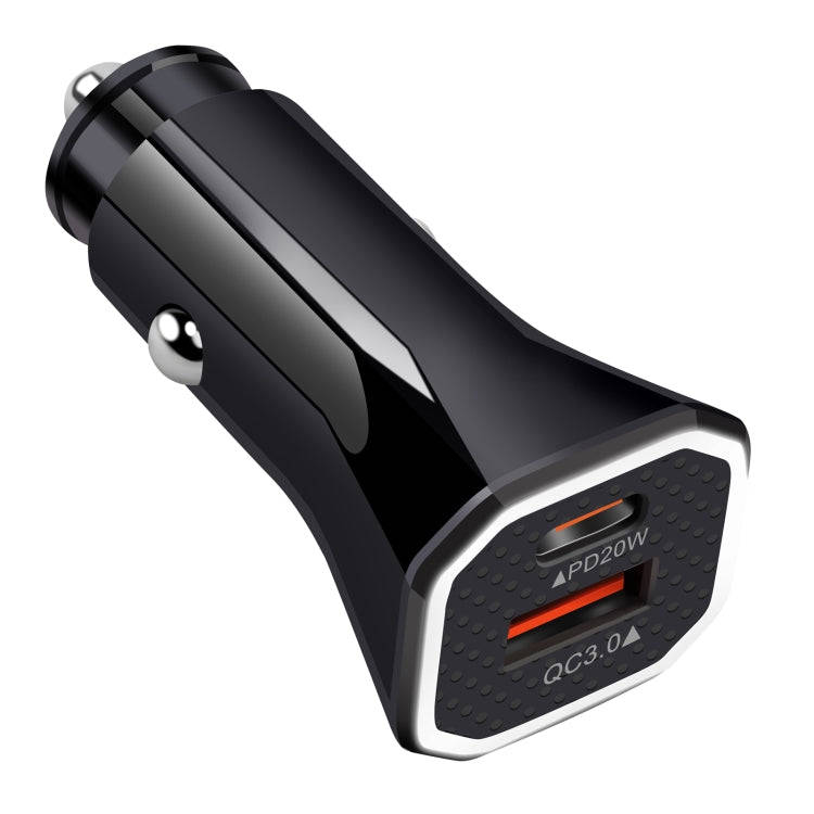 YSY-316PD20W QC3.0 USB + PD 20W USB-C / Type-C Polygon Dual Ports Fast Charging Car Charger(Black)