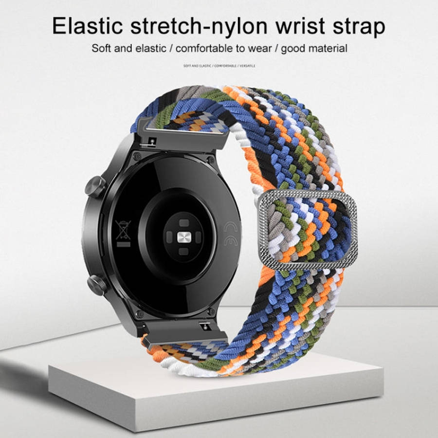 20mm Universal Adjustable Nylon Braided Elasticity Watch Band(Blue White)