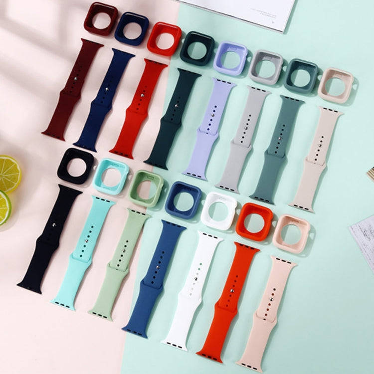 Silicone Watch Band + Watch Protective Case Set For Apple Watch Series 3 & 2 & 1 42mm(White)