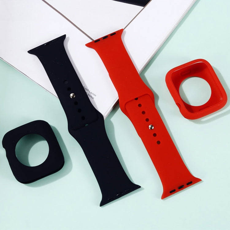 Silicone Watch Band + Watch Protective Case Set For Apple Watch Series 3 & 2 & 1 42mm(White)