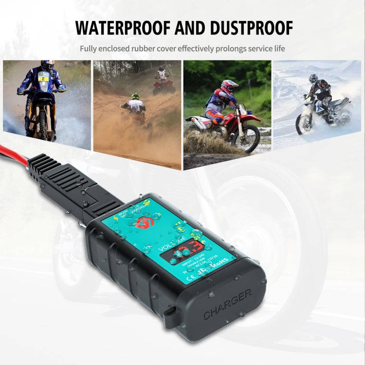 WUPP ZH-1422A2 DC12-24V Motorcycle Square Dual USB Fast Charging Charger with Switch + Voltmeter ...
