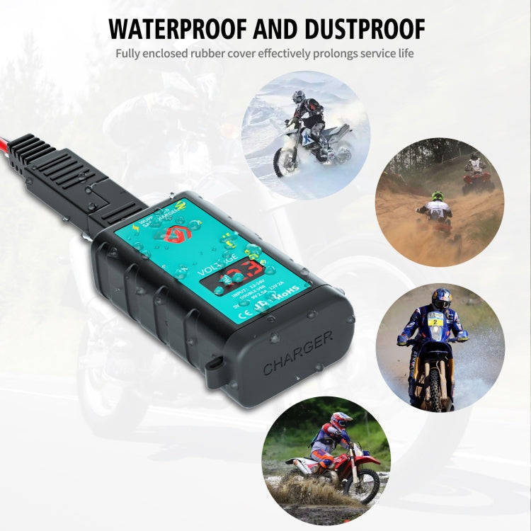 WUPP ZH-1422A3 DC12-24V Motorcycle Square Dual USB Fast Charging Charger with Switch + Voltmeter ...
