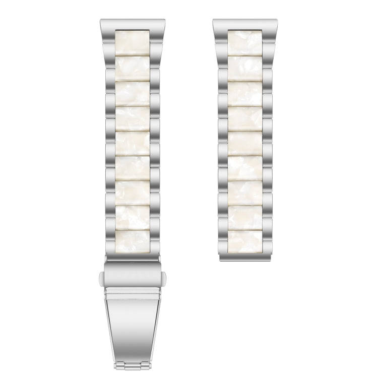 For Samsung Smart Watch 20mm Three-beads Steel + Resin Watch Band(Silver White)