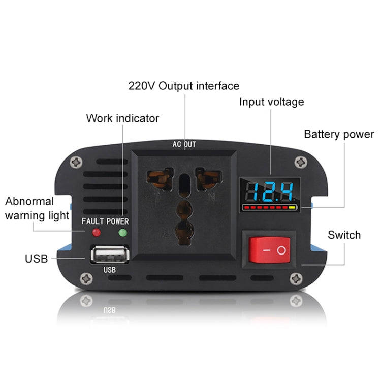 Carmaer 500W Car Smart Multi-function Digital Display Inverter Household Power Converter, Specifi...
