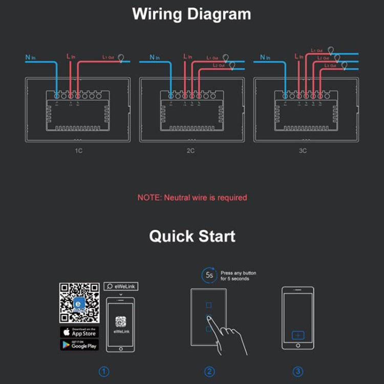 Sonoff T3 US-TX 433 RF WIFI Smart Remote Control Wall Touch Switch, US Plug, Style:Single Button