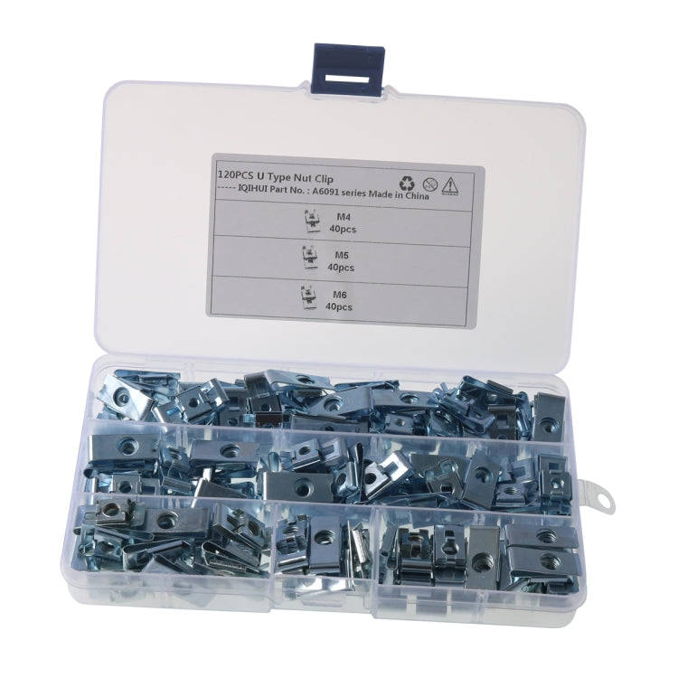 A6091 120 PCS Car M4/M5/M6 Fastener Clips Base U-shaped Clip Nut