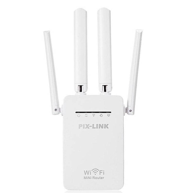 Wireless Smart WiFi Router Repeater with 4 WiFi Antennas, Plug Specification:UK Plug(White)