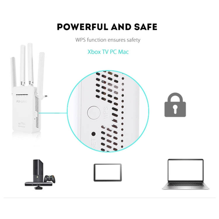 Wireless Smart WiFi Router Repeater with 4 WiFi Antennas, Plug Specification:UK Plug(White)