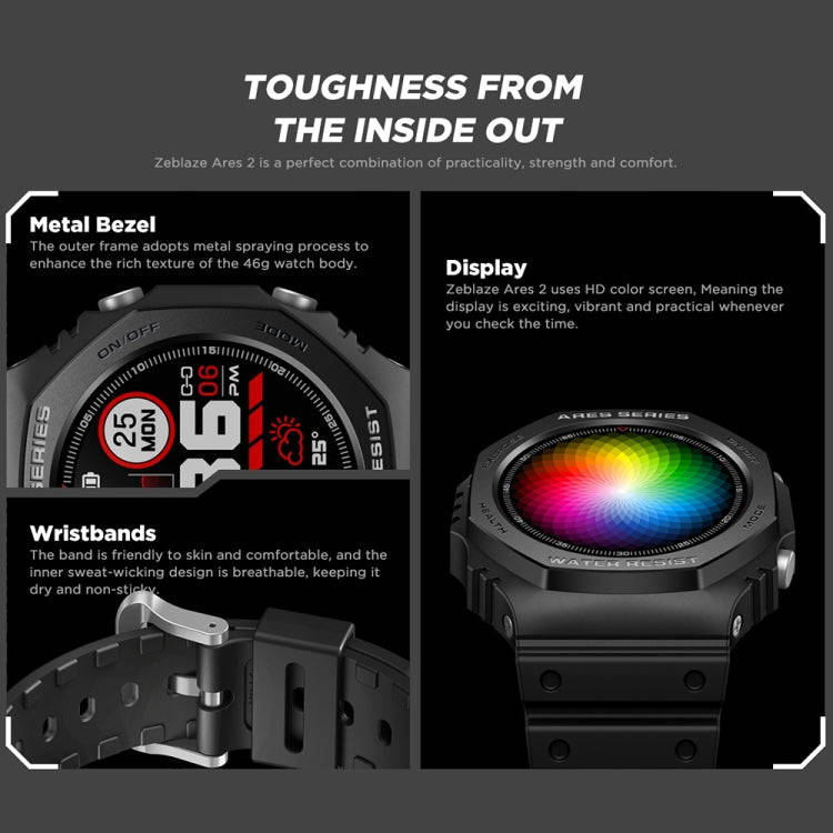 Zeblaze Ares 2 1.09 inch Color Touch Screen 5ATM Waterproof Smart Watch, Support Sleep Monitoring...