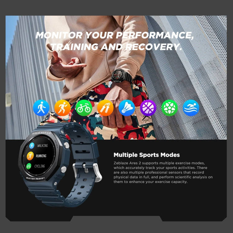 Zeblaze Ares 2 1.09 inch Color Touch Screen 5ATM Waterproof Smart Watch, Support Sleep Monitoring...