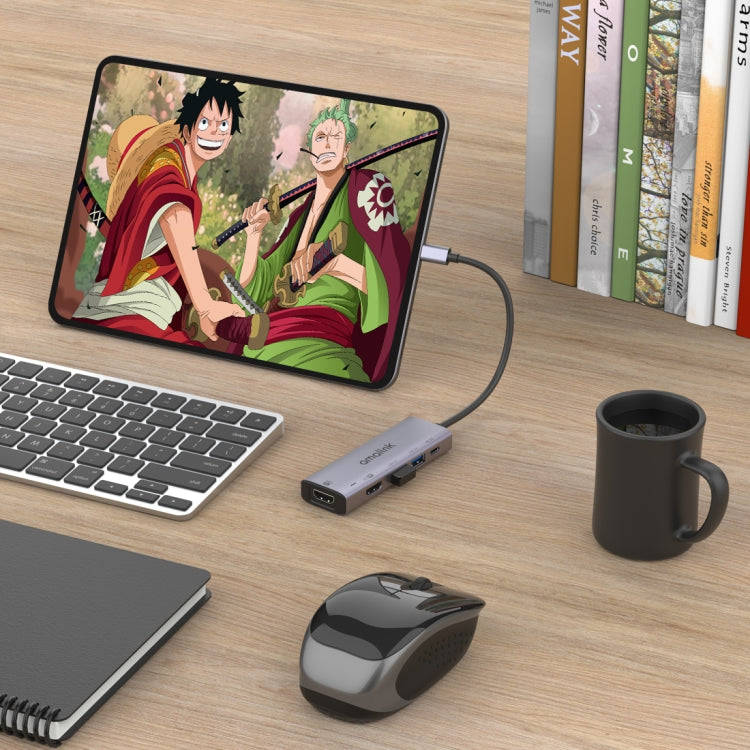 amalink 95126 Type-C / USB-C to Dual HDMI + 2 Ports USB + PD 3.0 Multi-function HUB(Grey)