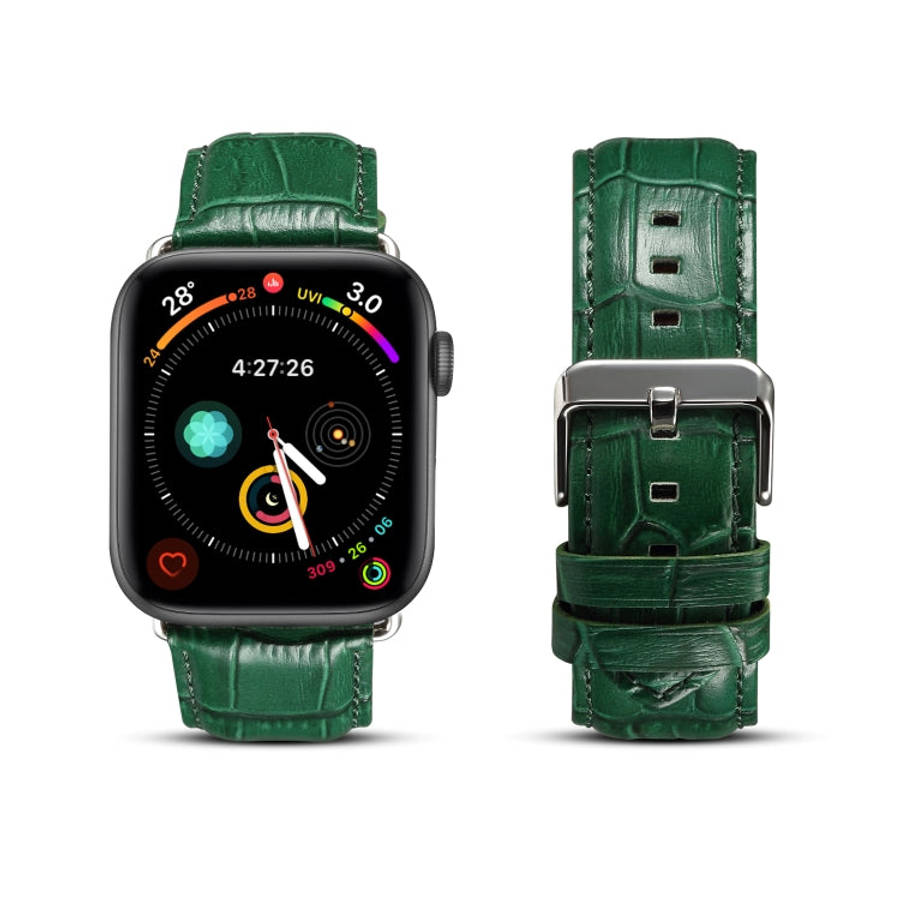 For Apple Watch Series 7 41mm / 6 & SE & 5 & 4 40mm / 3 & 2 & 1 38mm Cowhide Crocodile Texture St...