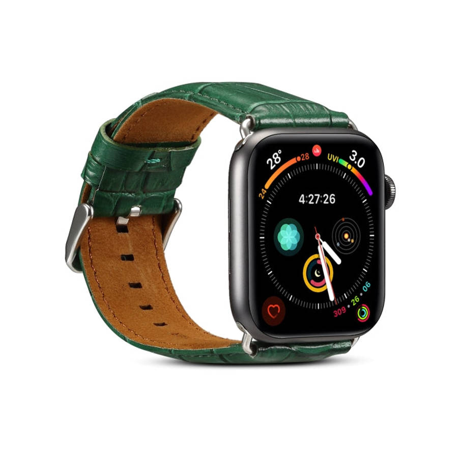 For Apple Watch Series 7 41mm / 6 & SE & 5 & 4 40mm / 3 & 2 & 1 38mm Cowhide Crocodile Texture St...