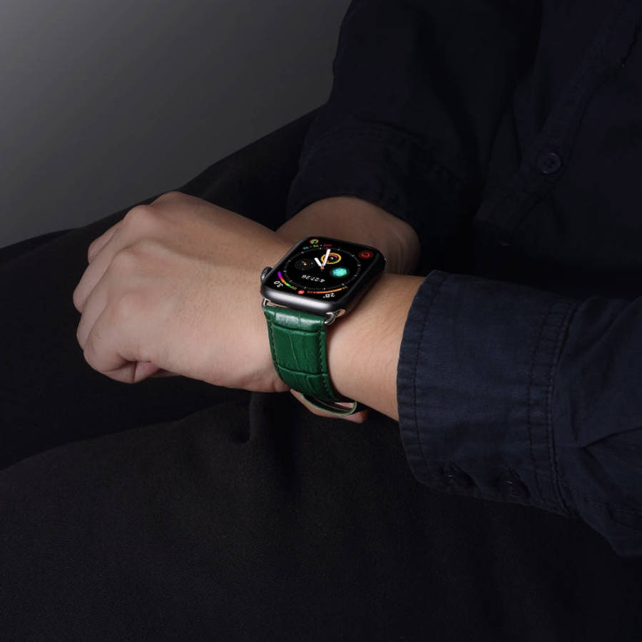 For Apple Watch Series 7 41mm / 6 & SE & 5 & 4 40mm / 3 & 2 & 1 38mm Cowhide Crocodile Texture St...