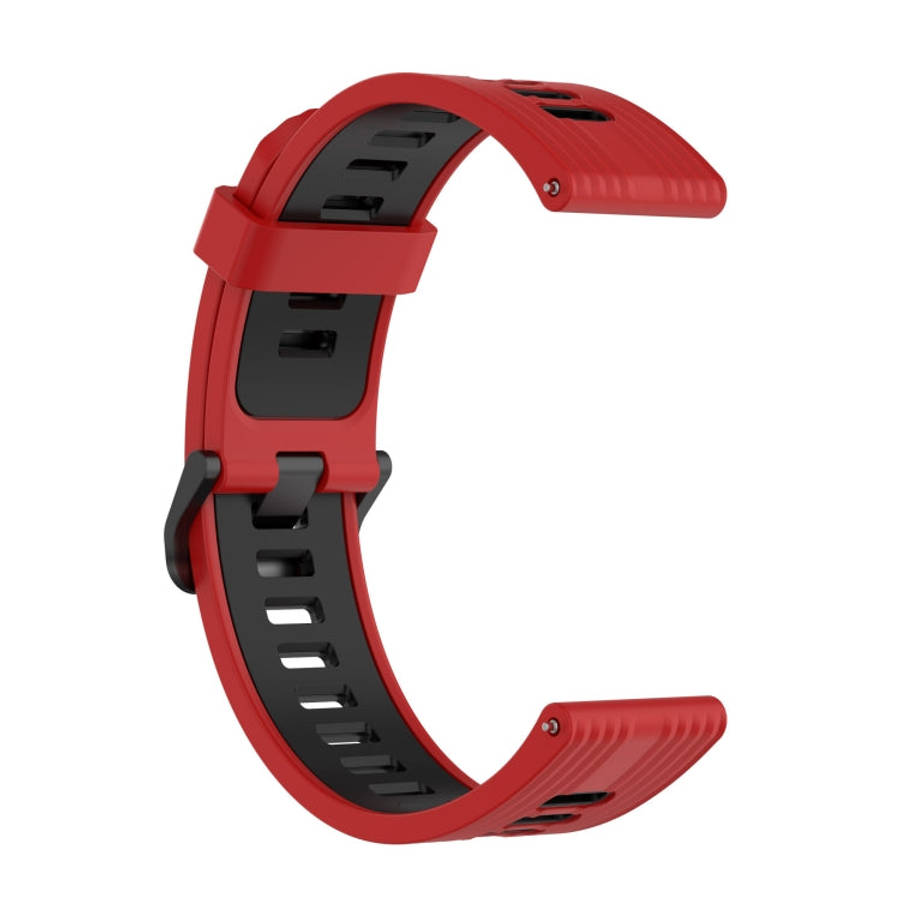 For Huawei Watch GT Runner 22mm Two-color Stripe Silicone Watch Band(Red Black)