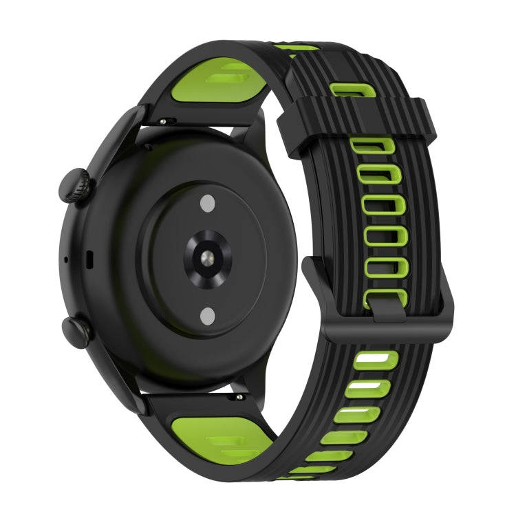 For Amazfit GTR 3/GTR 3 Pro/GTR 2 22mm Two-color Stripe Silicone Watch Band(Black Lime Green)