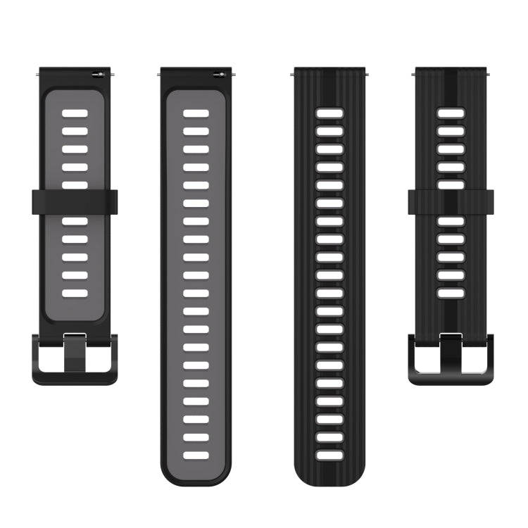 For Amazfit GTR 3/GTR 3 Pro/GTR 2 22mm Two-color Stripe Silicone Watch Band(Black Dark Grey)