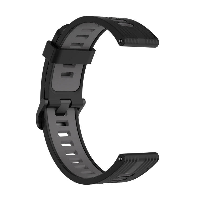 For Amazfit GTR 3/GTR 3 Pro/GTR 2 22mm Two-color Stripe Silicone Watch Band(Black Dark Grey)