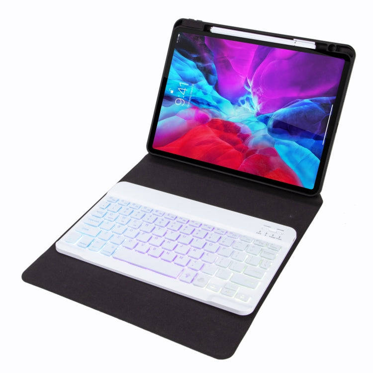 H-109S3 Tri-color Backlight Bluetooth Keyboard Leather Case with Rear Three-fold Holder For iPad ...