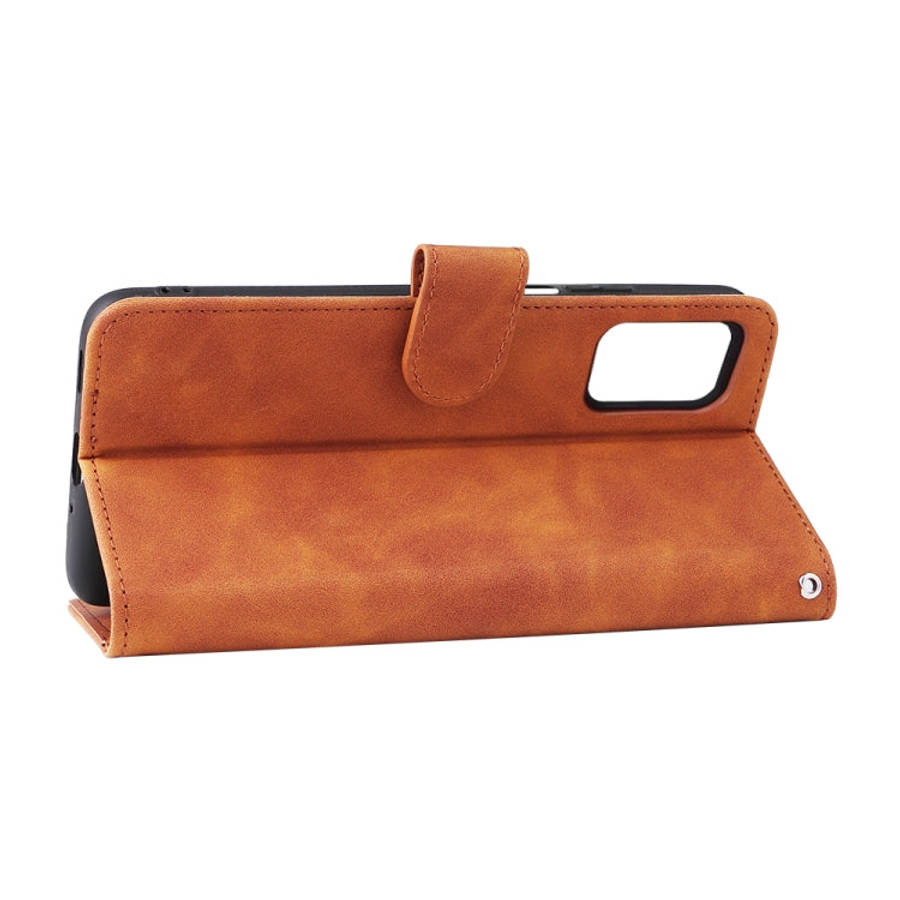 For UMIDIGI A11S Skin Feel Magnetic Buckle Leather Phone Case(Brown)