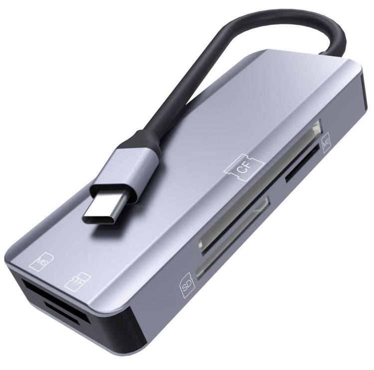 NK-3044 5 in 1 USB-C / Type-C to MS / M2 / CF / TF / SD Card Slots Adapter(Space Grey)