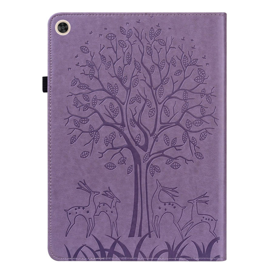 For Huawei MatePad T 10s 10.1 inch / T 10 9.7 inch Tree & Deer Pattern Pressed Printing Leather T...