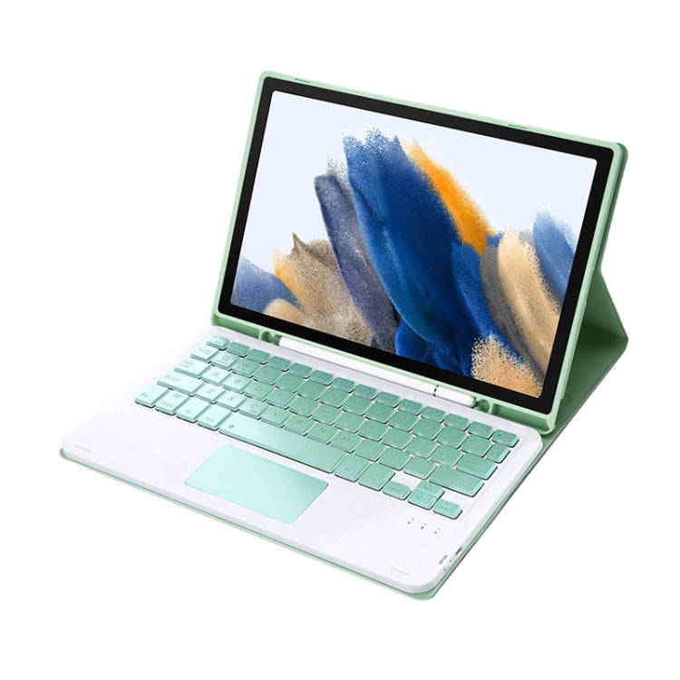 A08B-A Candy Color Bluetooth Keyboard Leather Case with Pen Slot & Touchpad For Samsung Galaxy Ta...