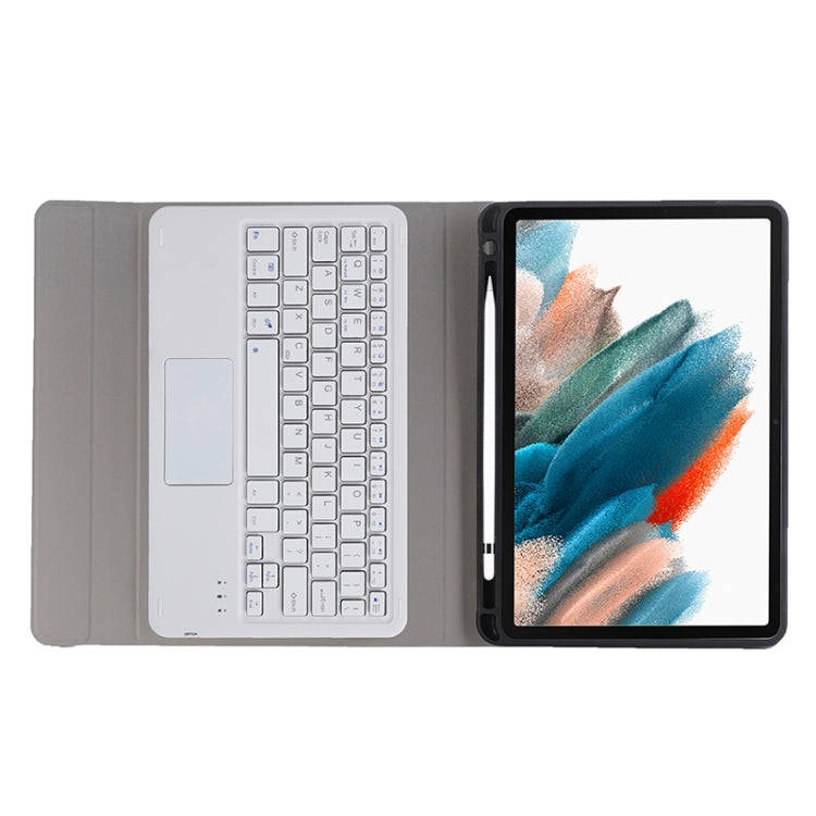 A08B-A Bluetooth Keyboard Leather Case with Pen Slot & Touchpad For Samsung Galaxy Tab A8 2021 SM...