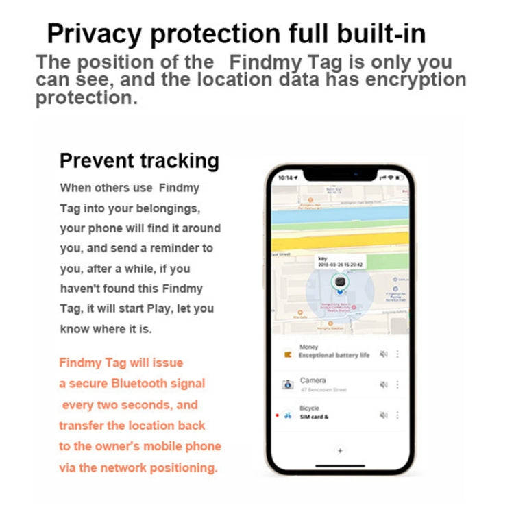 Findmy Tag Square Smart Bluetooth Anti- lost Alarm Locator Tracker(White)