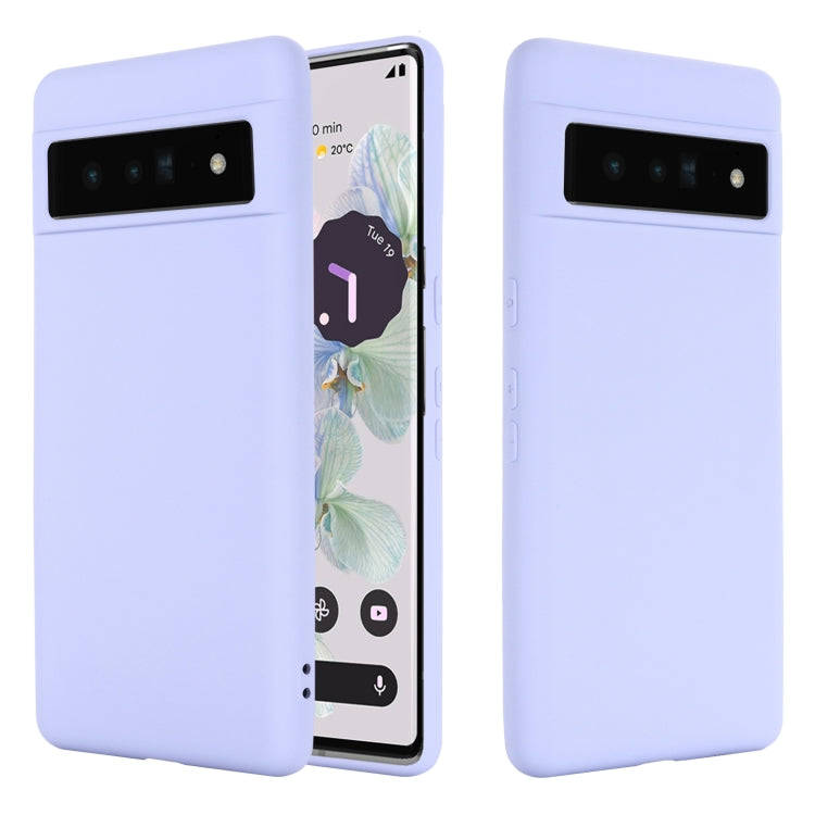 For Google Pixel 7 Pure Color Liquid Silicone Shockproof Phone Case(Purple)