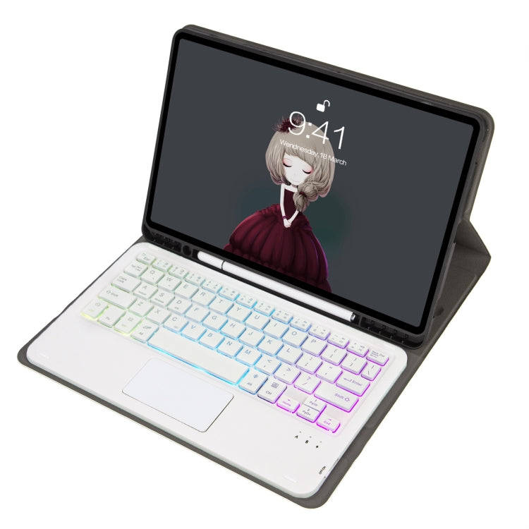 A07B-AS Lambskin Pen Slot Touch Pad Backlight Bluetooth Keyboard Leather Tablet Case For iPad 9.7...