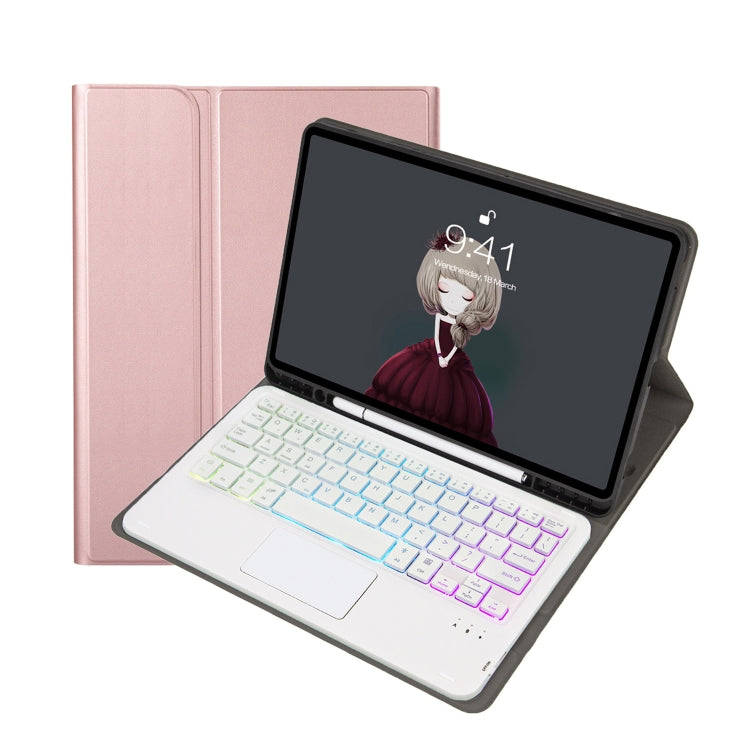 For Samsung Galaxy Tab A8 10.5 (2021) A08B-AS Lambskin Texture Backlight Bluetooth Keyboard Leath...