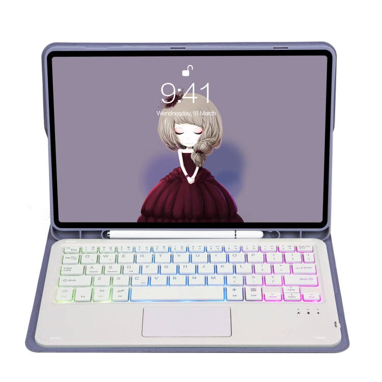 For Samsung Galaxy Tab S8 / S7 A700B-AS Candy Color Backlight Bluetooth Keyboard Leather Tablet C...