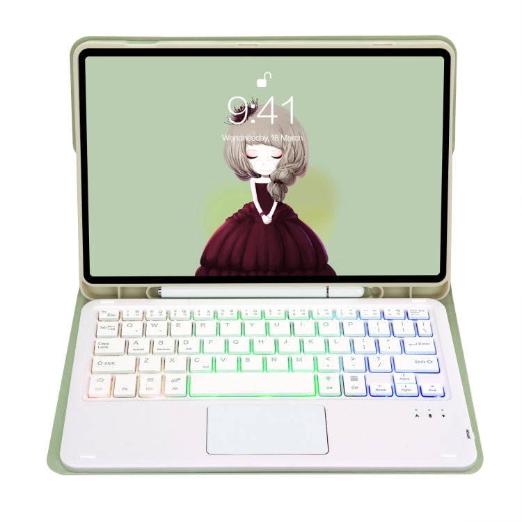 For Samsung Galaxy Tab S6 Lite A610B-AS Candy Color Backlight Bluetooth Keyboard Leather Tablet C...