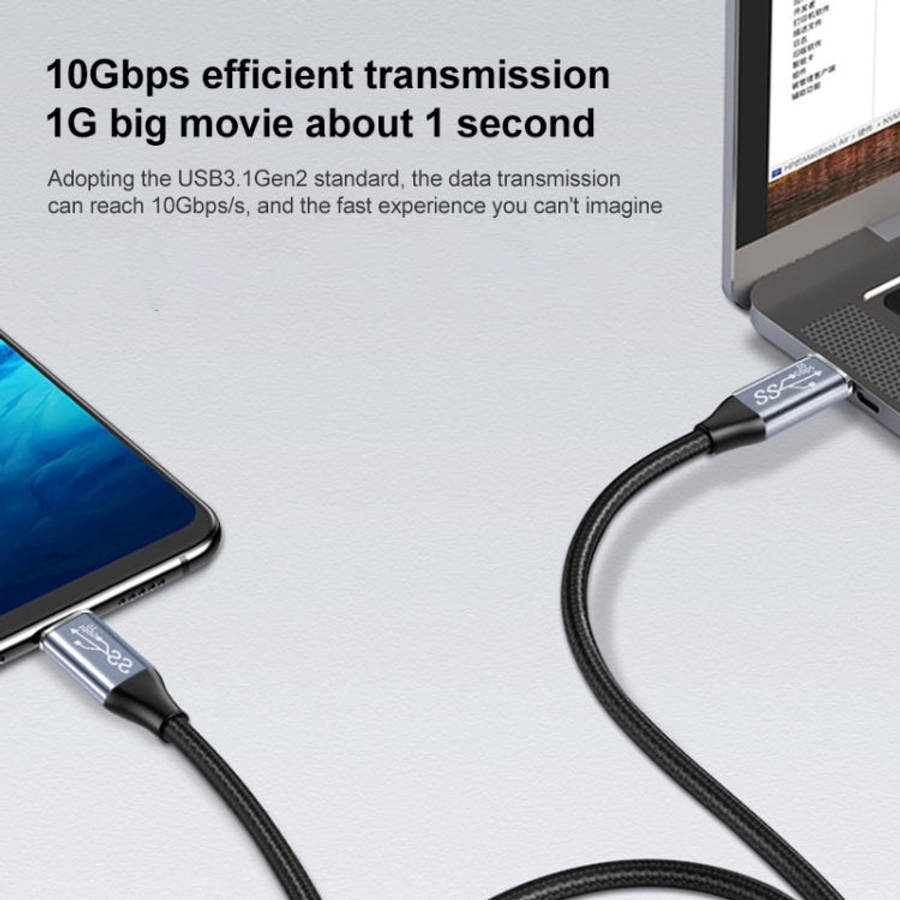 1m 10Gbps USB-C / Type-C Male Straight to Male Elbow Charging Data Transmission Cable