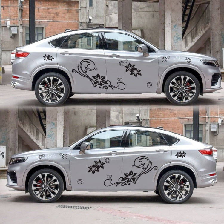 2 PCS/Set D-75 Flower Vine Pattern Car Modified Decorative Sticker(Black)