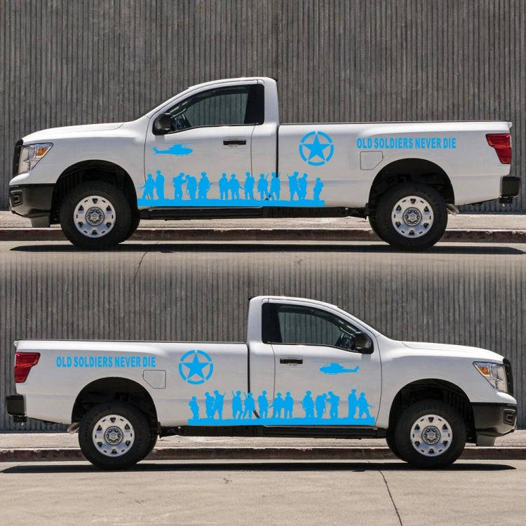 2 PCS/Set D-84 Old Soldiers Pattern Car Modified Decorative Sticker(Blue)