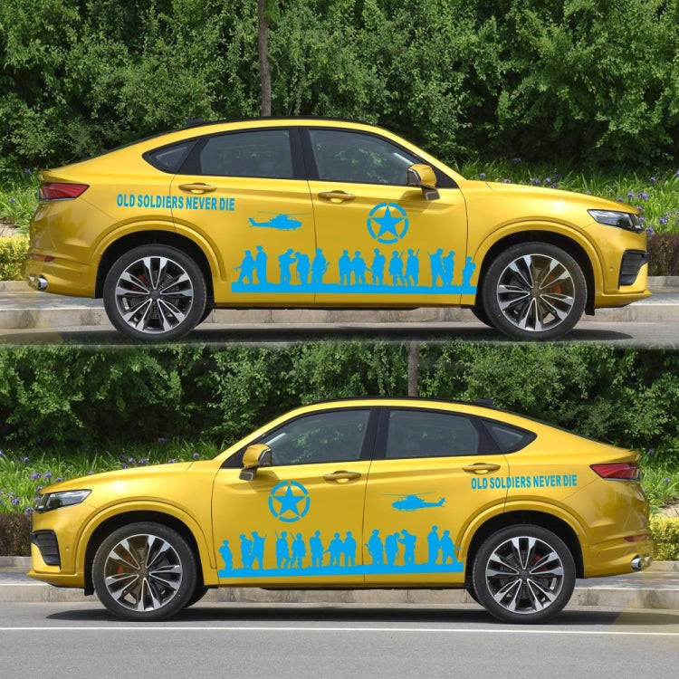 2 PCS/Set D-84 Old Soldiers Pattern Car Modified Decorative Sticker(Blue)