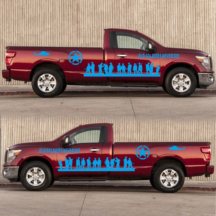 2 PCS/Set D-84 Old Soldiers Pattern Car Modified Decorative Sticker(Blue)