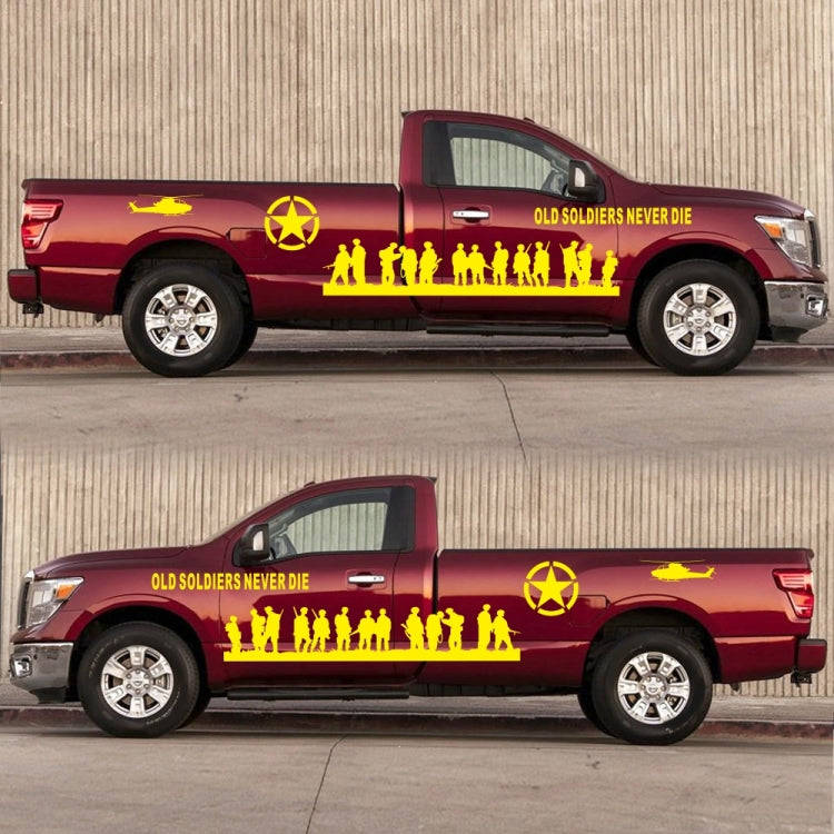 2 PCS/Set D-84 Old Soldiers Pattern Car Modified Decorative Sticker(Yellow)