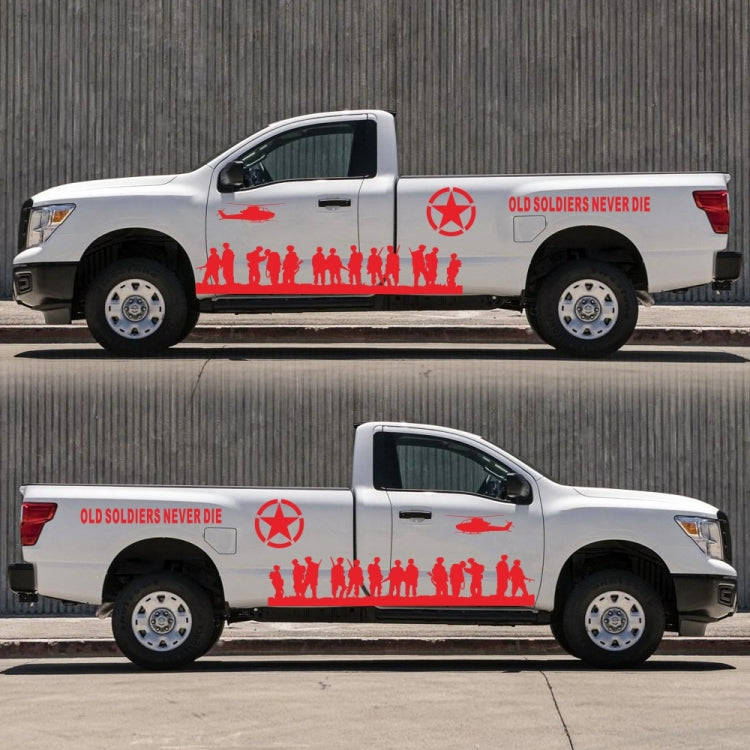 2 PCS/Set D-84 Old Soldiers Pattern Car Modified Decorative Sticker(Red)