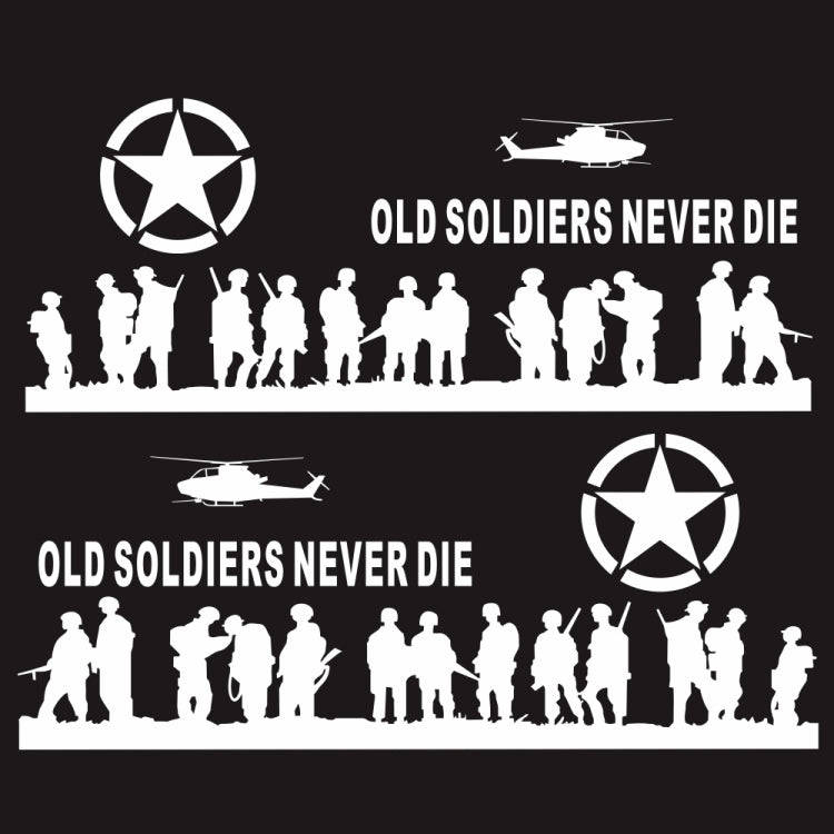 2 PCS/Set D-84 Old Soldiers Pattern Car Modified Decorative Sticker(White)